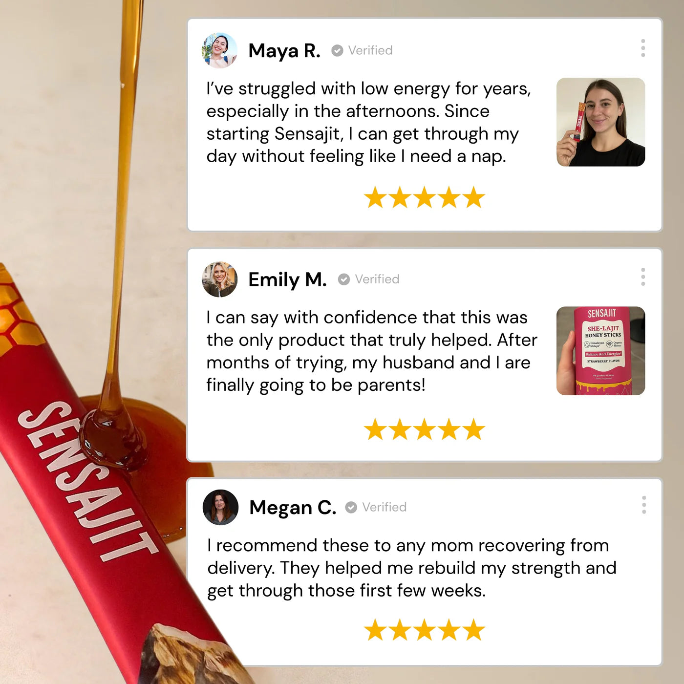 SENSAJIT™ Pure Shilajit Honey Sticks - Now 6-in-1 Support